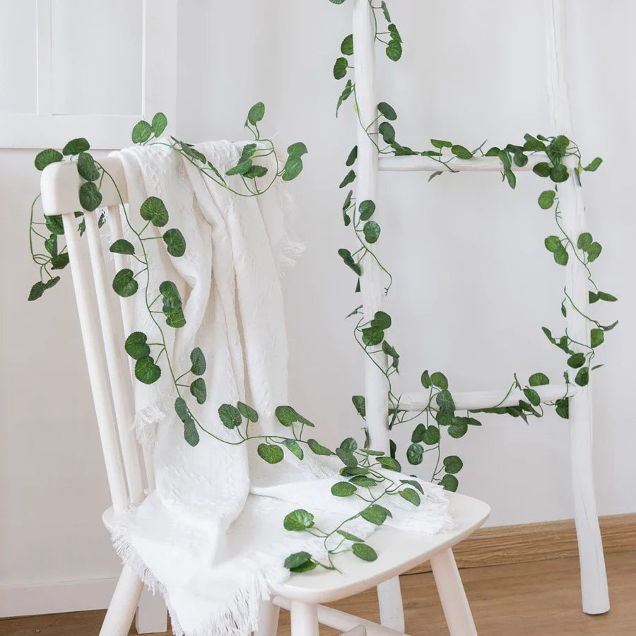 Afralia™ Artificial Hanging Christmas Garland Green Silk Leaves for Home Wedding Garden