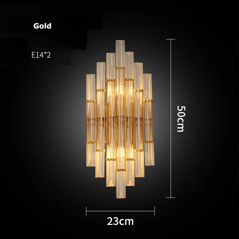 Afralia™ Chrome Gold Crystal LED Wall Sconce - Designer Wall Light for Bedroom & Corridor