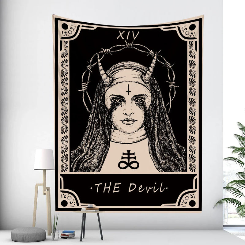 Afralia™ March Goddess Tarot Card Tapestry: Hippie Bohemian Wall Hanging Yoga Mat