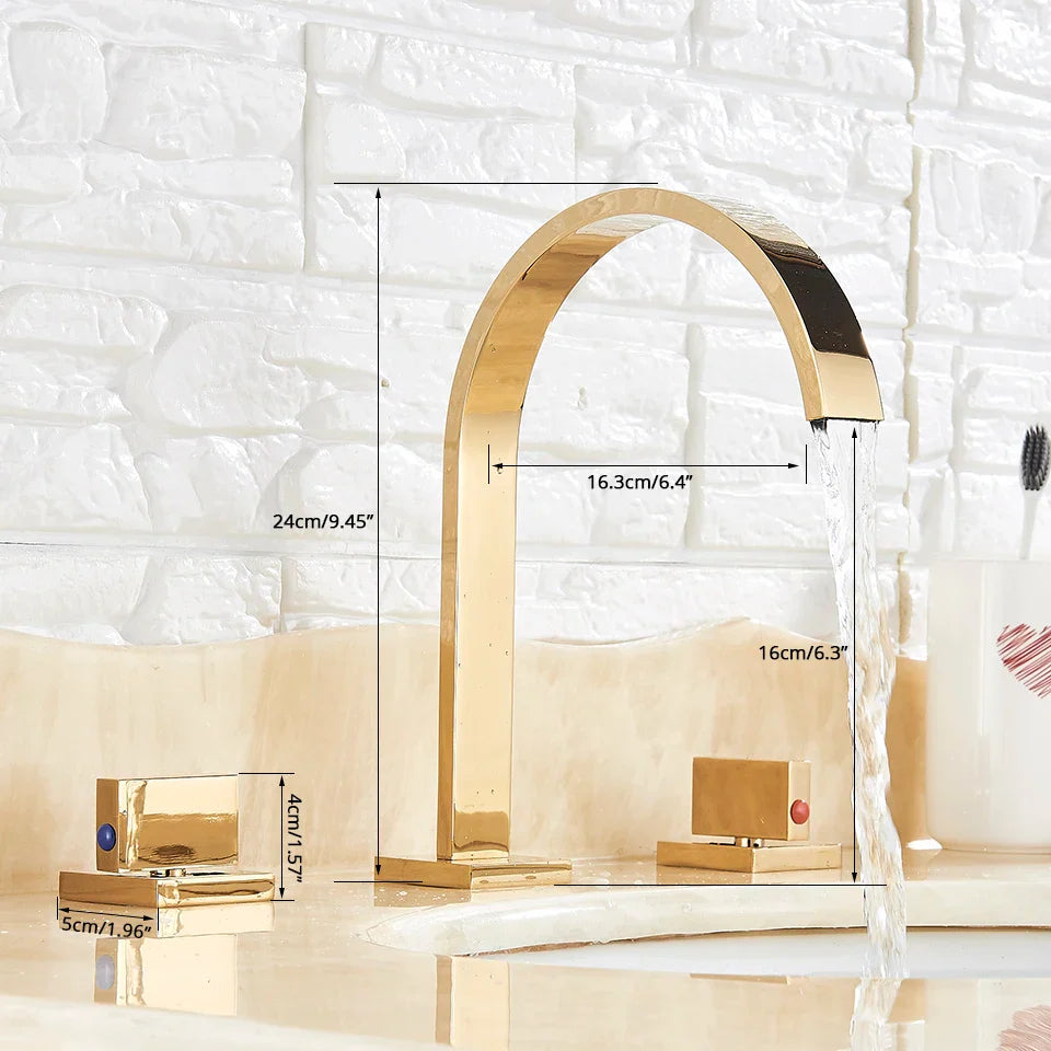 Afralia™ Dual Handle Basin Faucet: Deck Mounted Hot Cold Water Mixer Taps for Bathroom