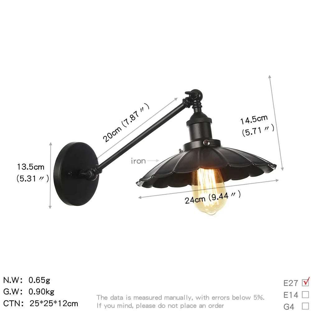 Afralia™ Vintage Industrial Wall Light Sconce LED Retro Bedroom Stair Loft Up Down Lamp