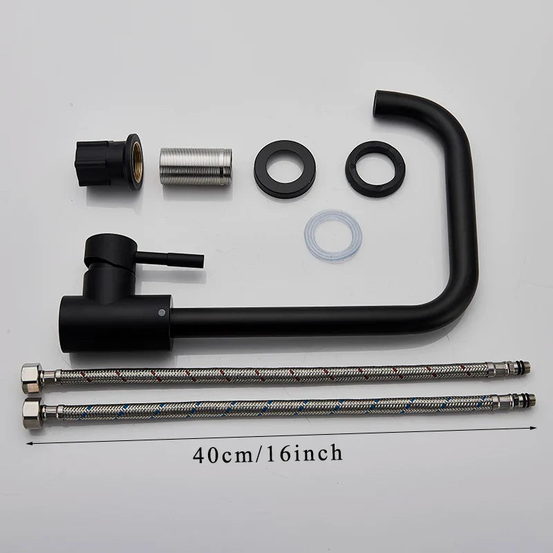 Afralia™ Kitchen Faucet Hot Cold Water Mixer - Matte Black/Brushed Nickel Kitchen Taps