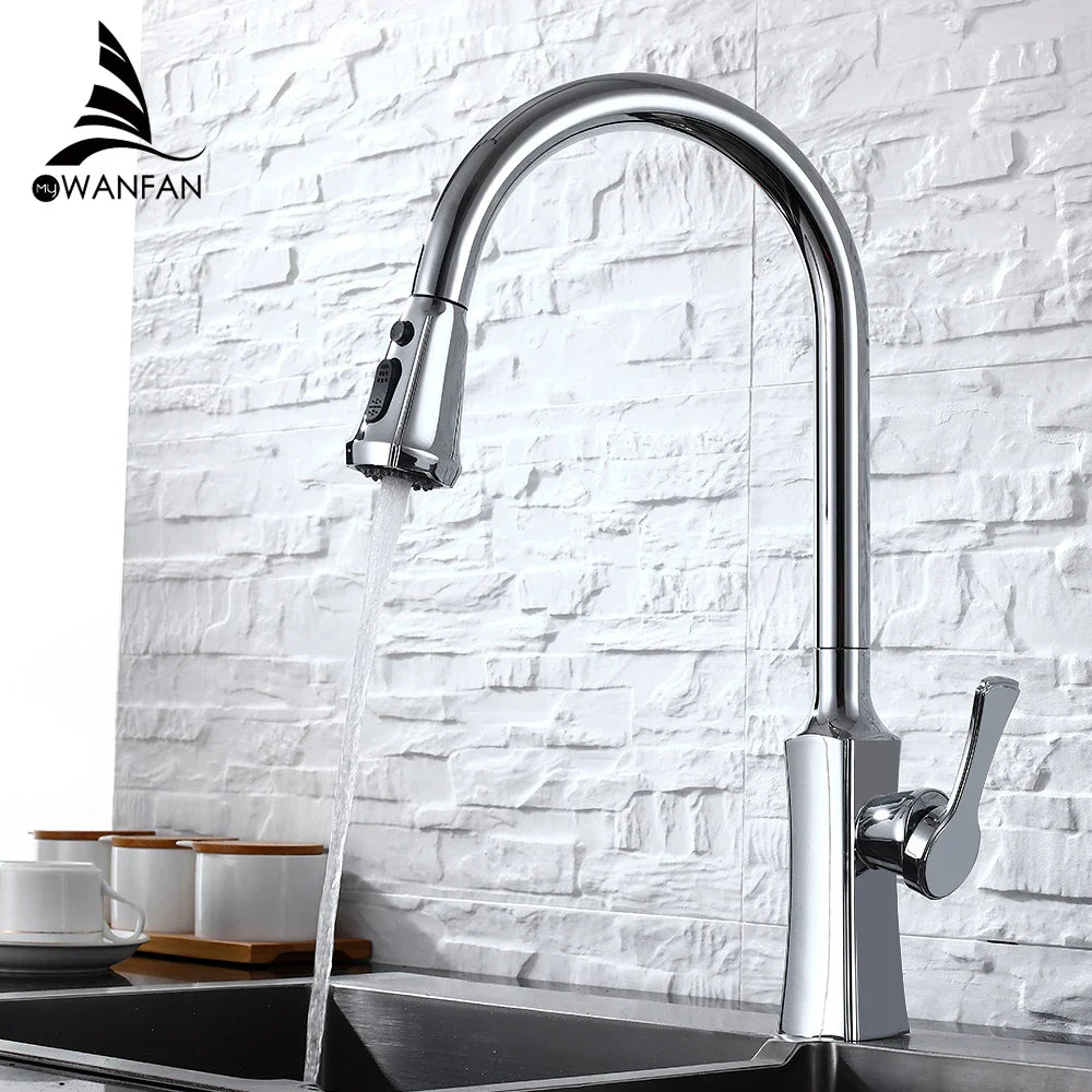 Afralia™ Chrome Kitchen Faucet Wall Mount Water Mixer Tap Black Sink Mixer