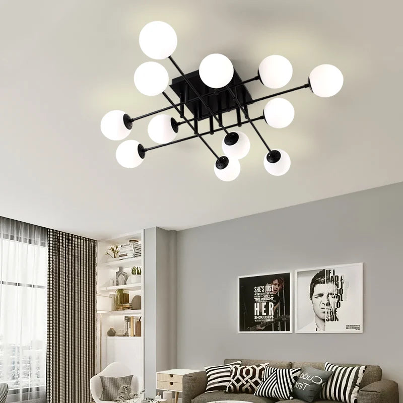 Afralia™ Milk Glass Ceiling Light Modern Ceiling Lamp Living Room Lighting