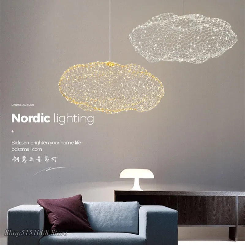 Afralia™ Cloud Pendant Light: Modern Nordic starry Cloud LED Lamp for Bedroom and Dining Room