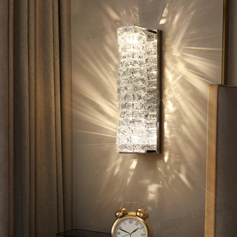 Afralia™ Crystal Wall Lamp: Modern LED Bedside Light for Bedroom, Living Room, Stairs & Home Decor