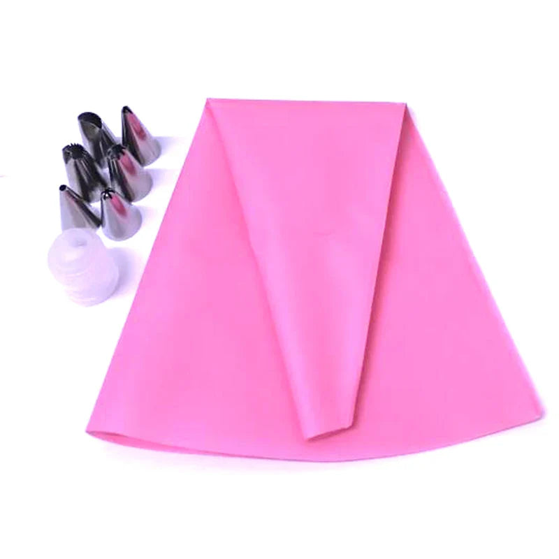 Afralia™ Silicone Pastry Bag Set with 6 Stainless Steel Nozzles