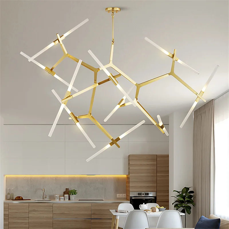 Afralia™ Gold LED Chandelier: Modern Nordic Lighting Fixture for Indoor Decor.