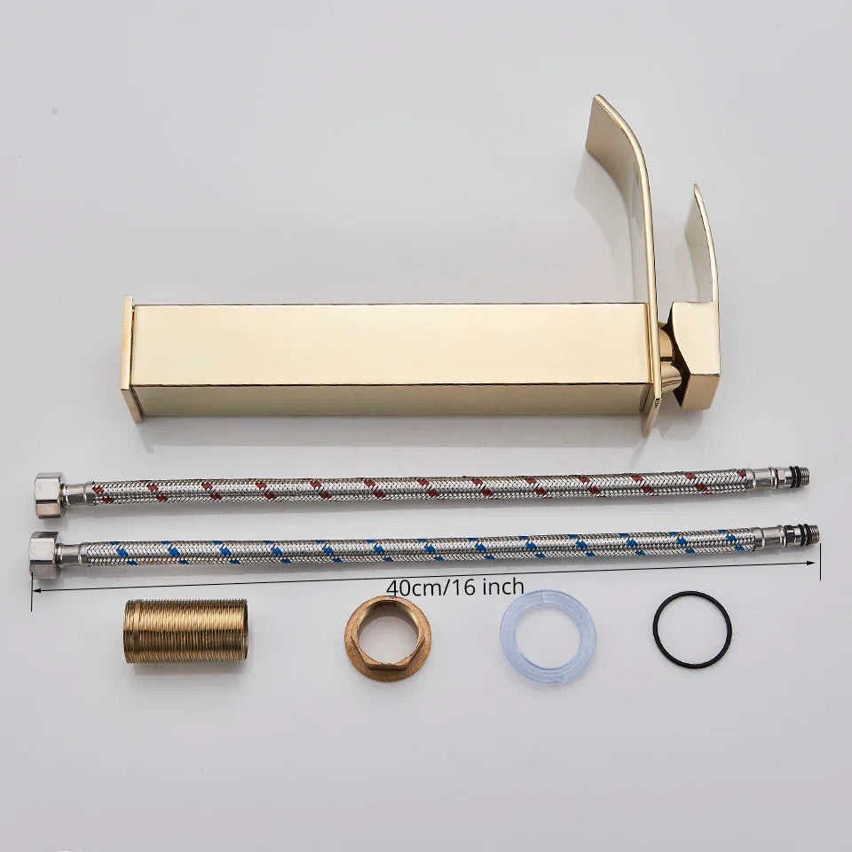 Afralia™ Gold Basin Faucet Single Level Mixer Tap Hot Cold Water Bathroom Sink Tap