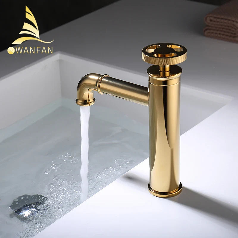 Afralia™ Matte Black Brass Basin Faucet Retro Industrial Style Hot Cold Mixer Tap