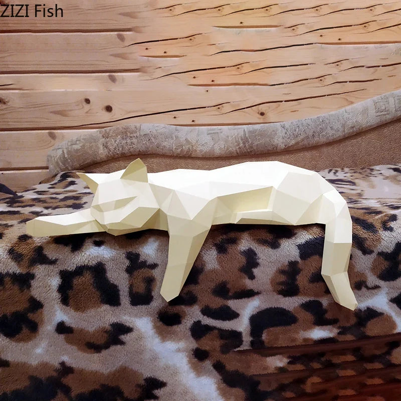 Origami Cat Decoration by Afralia™: Geometric Desktop Crafts for Modern Home Decor.