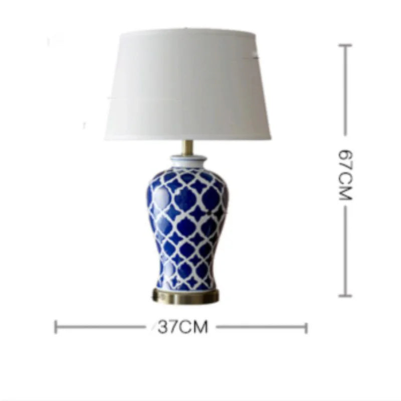 Afralia™ Ceramic Blue Rural Table Lamp: Hand-painted Retro Bedside Light for Home Décor