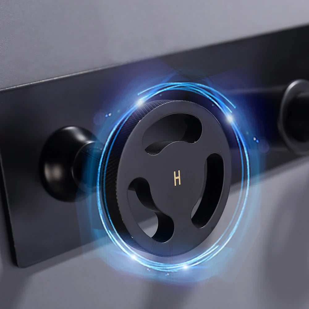 Afralia™ Black Wall Mounted Dual Handle Basin Faucet Industrial Style Mixer Tap