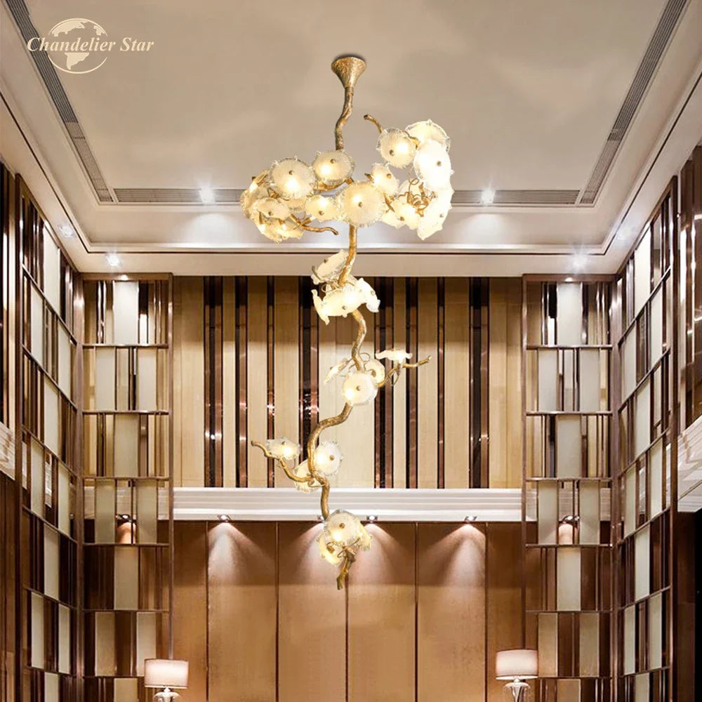 Afralia™ Branch Glass Chandelier LED Lights for Living Room Dining Staircase Villa