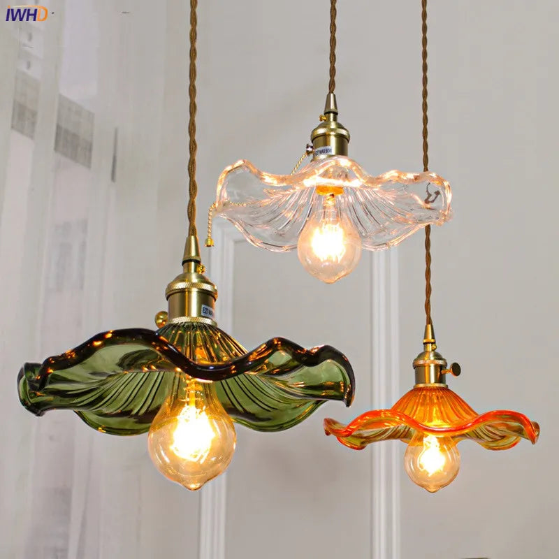 Afralia™ Glass Copper LED Pendant Light: Nordic Style Colorful Lamp for Home and Bar