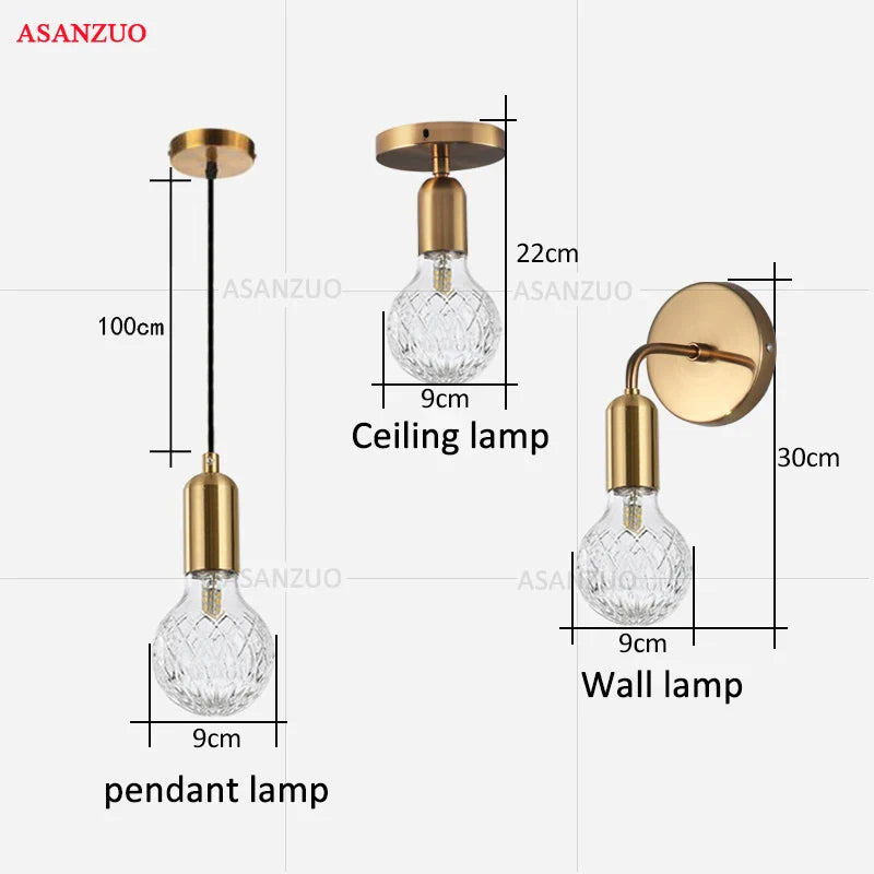 Afralia™ Brass Pendant Lamp for Dining Bedroom Living Room Wall Light