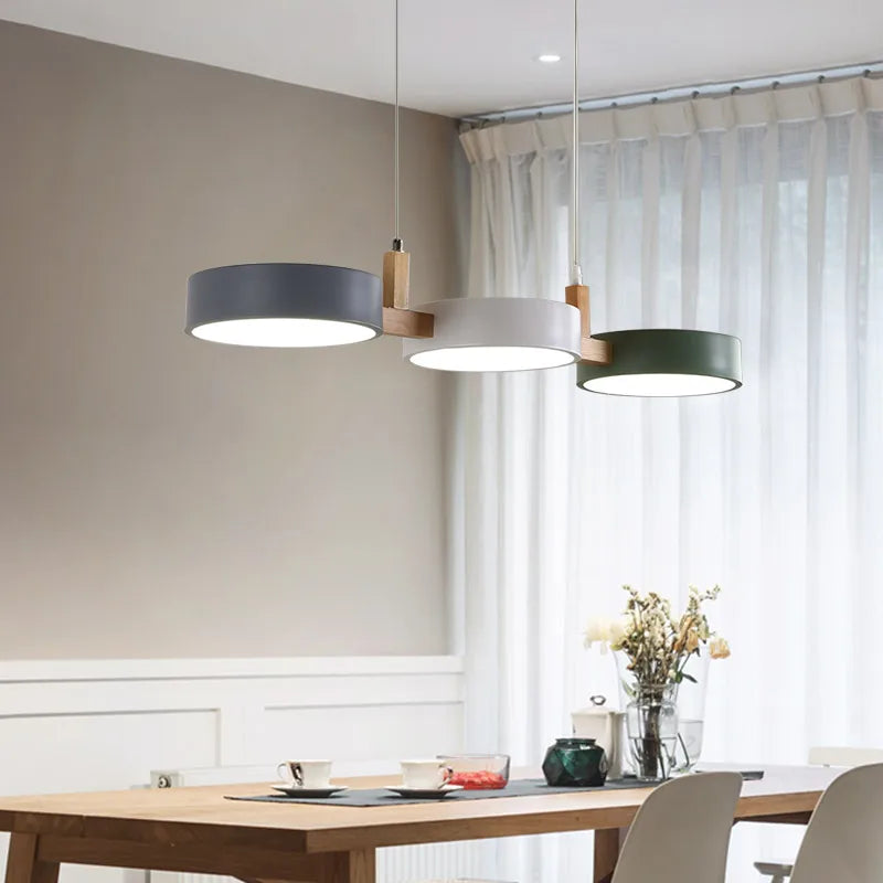 Afralia™ Nordic Wood & Metal LED Chandelier Pendant Light for Modern Living, Dining, Kitchen