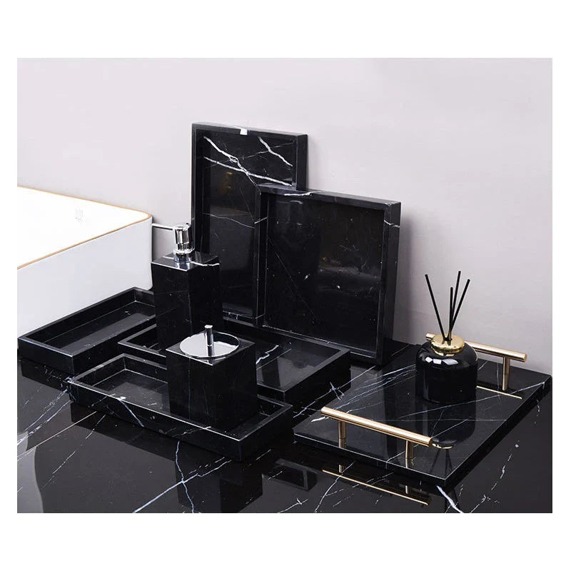Afralia™ Black Marquina Marble Bathroom Set cue.opti