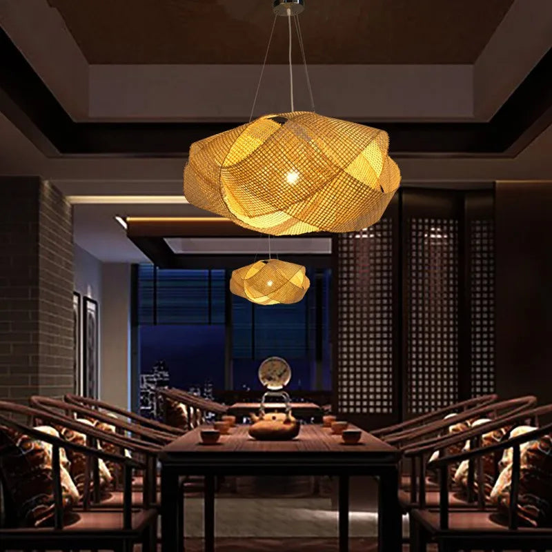 Afralia™ Rattan Cloud Pendant Light: Japanese Tatami Hanging Lamp