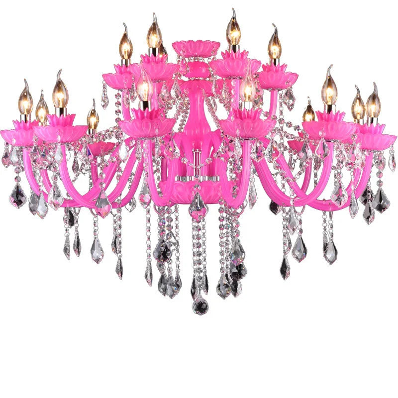 Afralia™ Pink Crystal Chandelier for Princess Room Decor