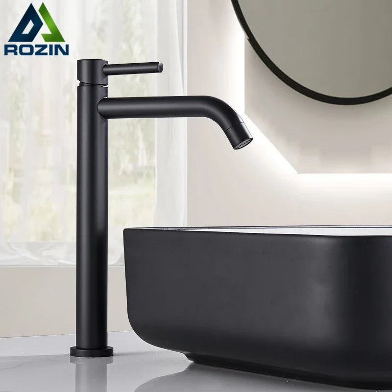 Afralia™ Matte Black/Gun Gray Sink Faucet: Single Handle Basin Mixer, Hot Cold Water Taps