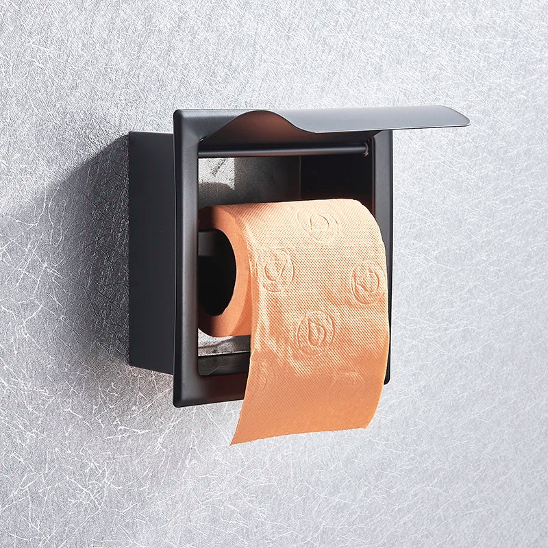 Afralia™ Stainless Steel Toilet Paper Holder Polished Chrome Wall Mounted Concealed Box