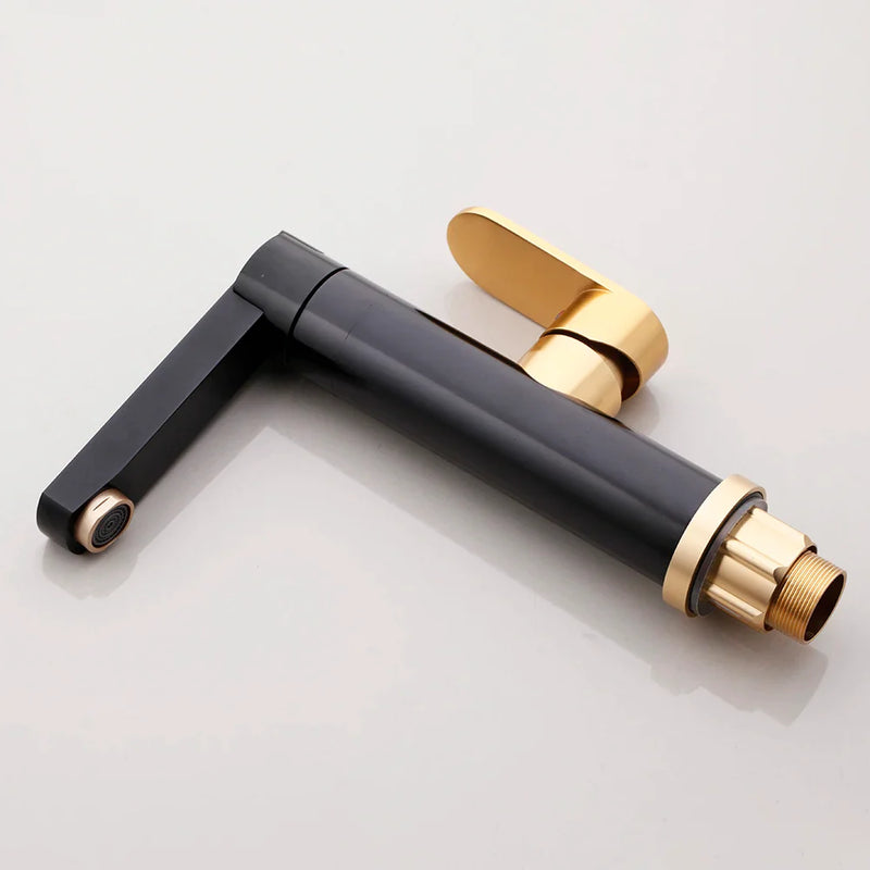 Afralia™ Black Gold Bathroom Faucet: Luxury Basin Sink Mixer Tap - Brass Space Aluminum