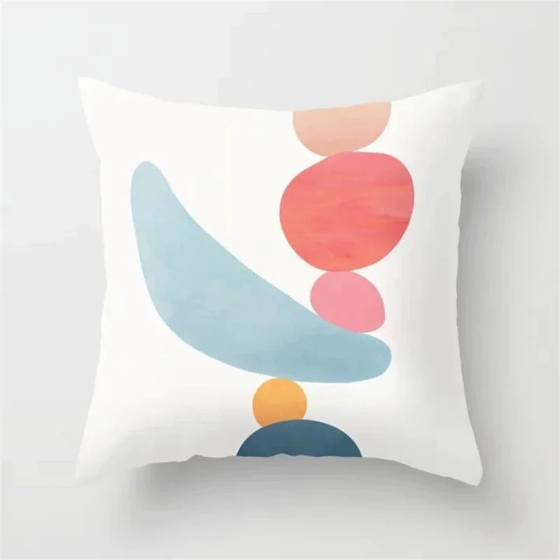 Afralia™ Simple Leaves Geometry Peach Skin Pillow Case for Home Decor