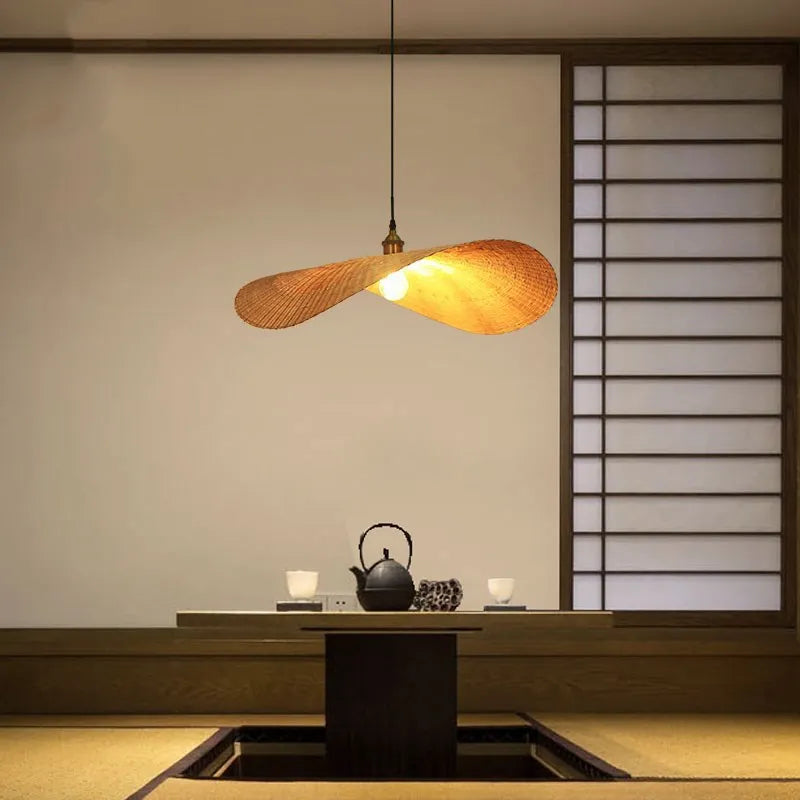 Afralia™ Bamboo Chandelier: Japanese Tatami Teahouse Hanging Lamp for Living Room and Bedroom