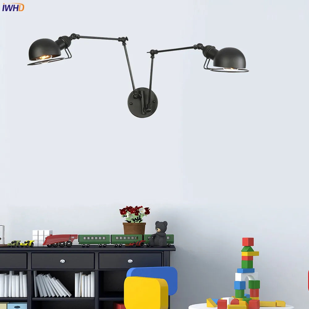 Afralia™ Antique Black Wall Lamp Vintage Industrial Sconce LED Applique Murale