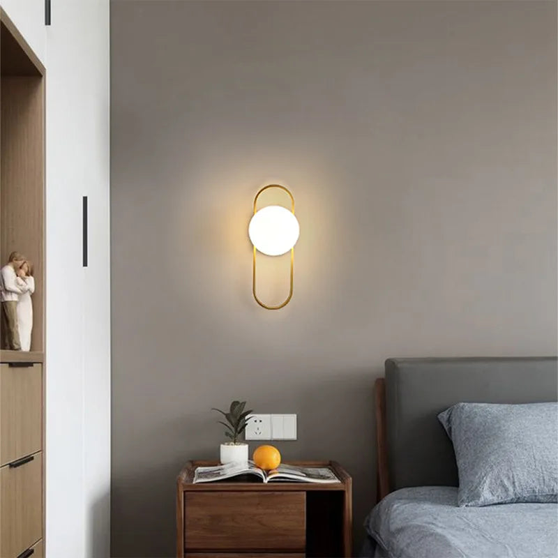 Afralia™ Glass Gold LED Wall Lamp for Chic Indoor Lighting