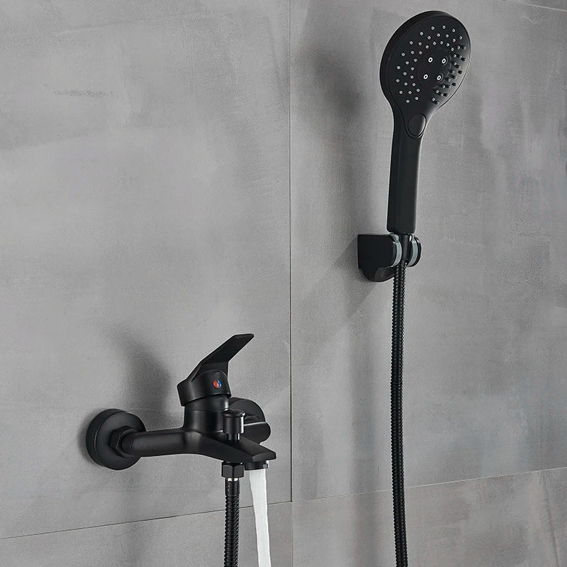 Afralia™ Matte Black 2-Function Wall Mount Bathtub & Shower Faucet