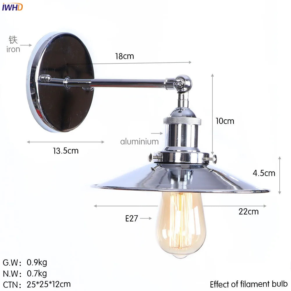Afralia™ Antique Gold Rustic Wall Lamps Bathroom Stair Mirror Light Loft Decor Industrial