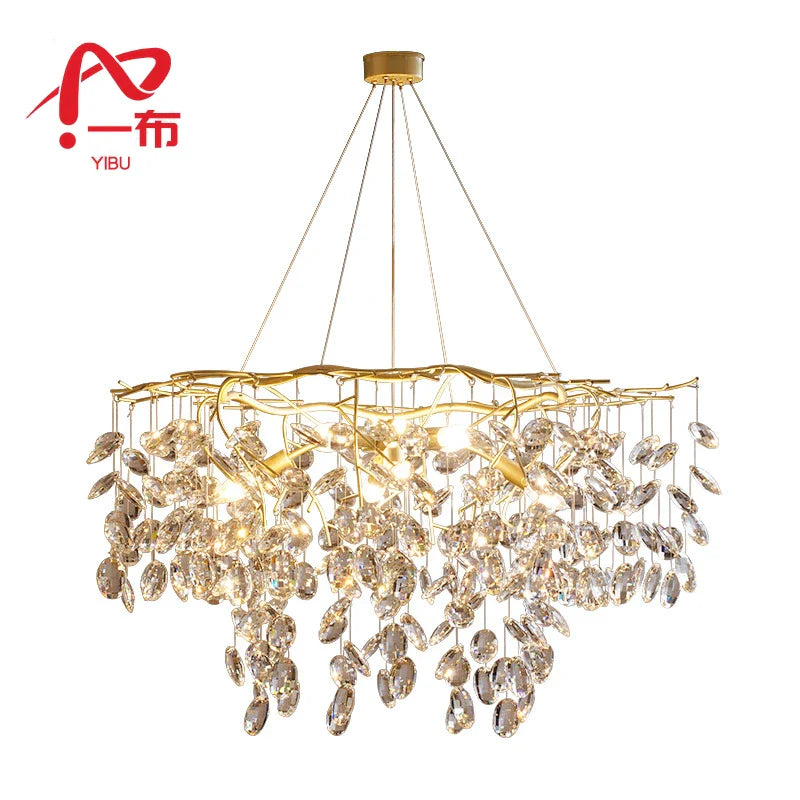 Afralia™ Crystal Branch Pendant Chandelier for Indoor Decoration Luminaria Fixtures