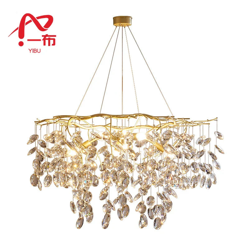 Afralia™ Crystal Branch Pendant Chandelier for Indoor Decoration Luminaria Fixtures