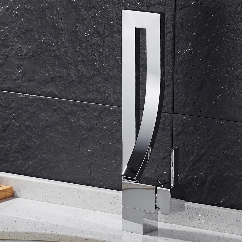 Afralia™ Luxury Brass Basin Faucet Deck Mounted Mixer Tap in Black/Gold/Chrome/Nickel Finishes
