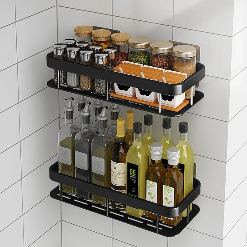 Afralia™ Bathroom Corner Shelves Suction Cup Storage Rack Shower & Kitchen Organizer