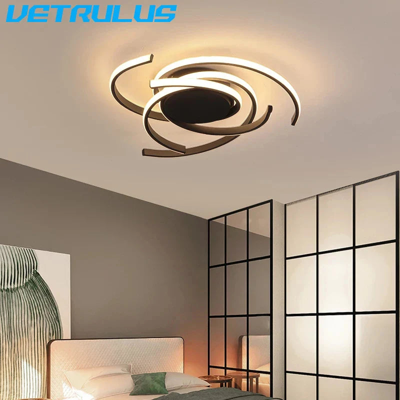 Afralia™ Curved Branch LED Ceiling Lamp: Modern Nordic Design for Bedroom, Dining, Kitchen.