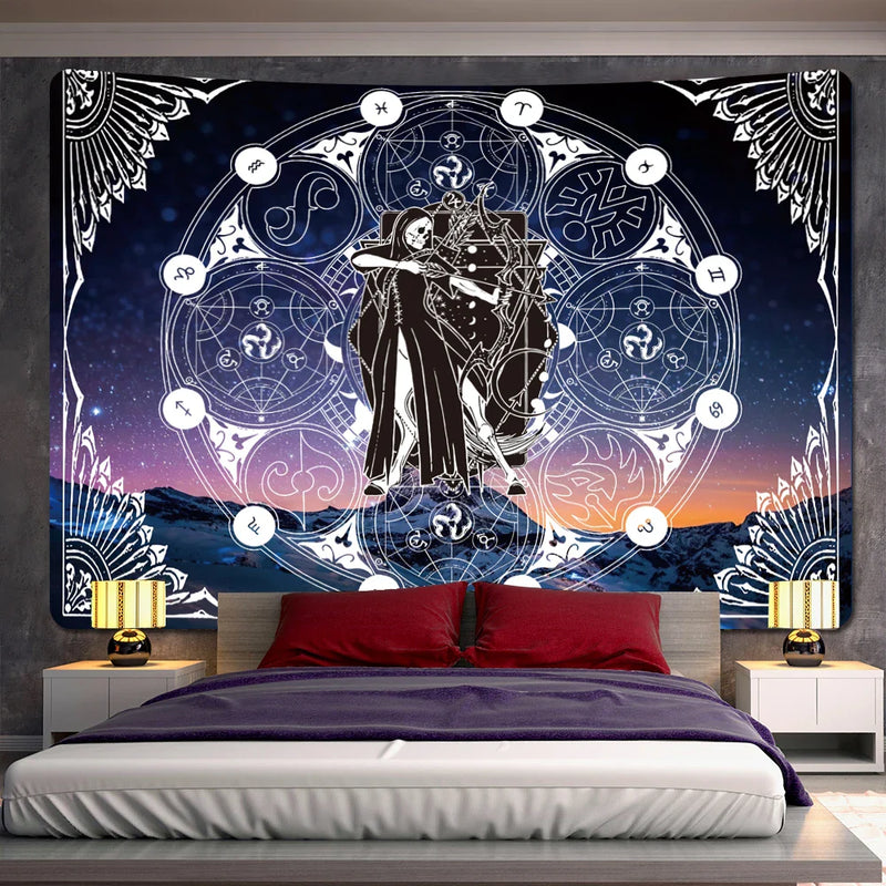 Afralia™ Sun Moon Mandala Tapestry: Bohemian Hippie Home Decorative Wall Hanging