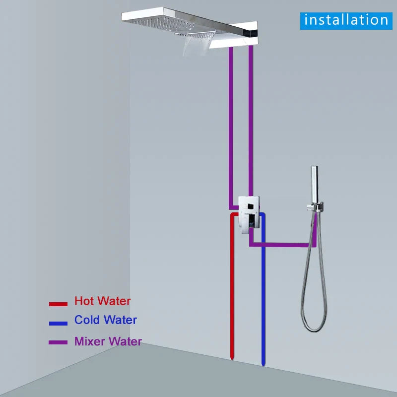 Afralia™ Luxury Brass Shower Faucet with Handshower and 3-Way Mixer