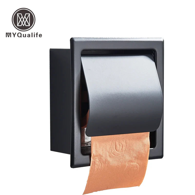 Afralia™ Stainless Steel Toilet Paper Holder Polished Chrome Wall Mounted Concealed Box