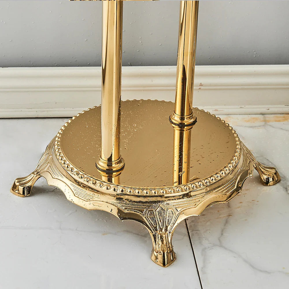 Afralia™ Golden Bird Freestanding Bathtub Faucet with Dual Crystal Handles
