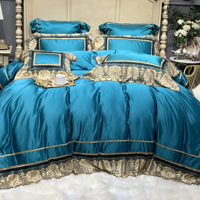 Afralia™ Luxury Lace Embroidery Bedding Set, 1000TC Egyptian Cotton, Princess Wedding Theme