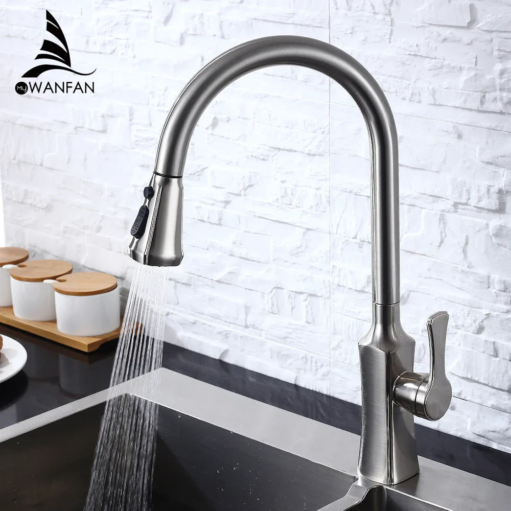 Afralia™ Chrome Kitchen Faucet Wall Mount Water Mixer Tap Black Sink Mixer