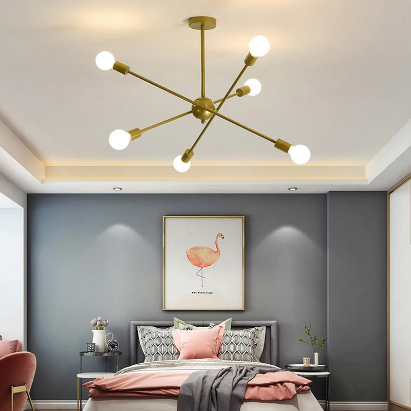 Afralia™ LED Ceiling Chandelier: Modern & Industrial Sputnik Style for Living Room & Bedroom