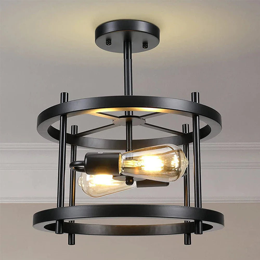 Afralia™ Round Iron Ceiling Lamp for Bedroom Kitchen Living Room Industrial Lighting