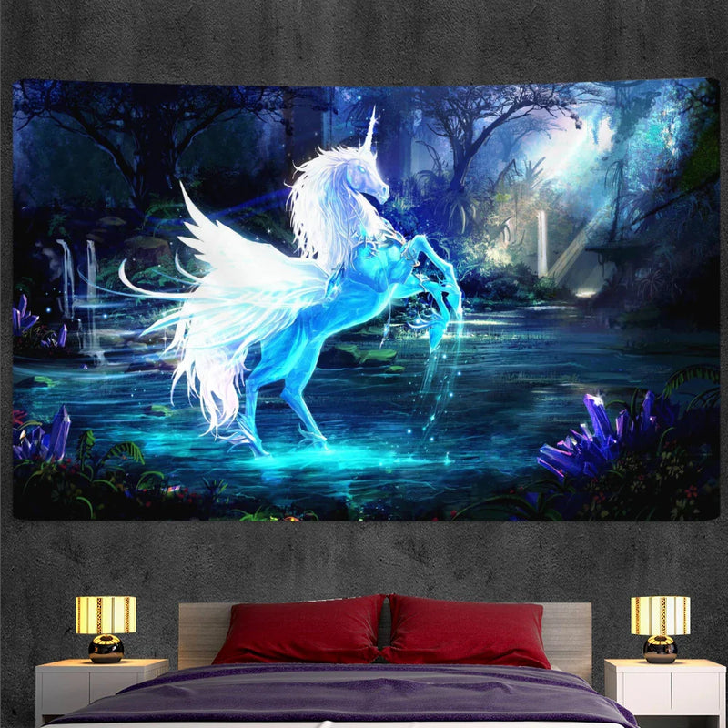 Afralia™ Unicorn Tapestry Wall Hanging Psychedelic Bohemian Decorative Mattress