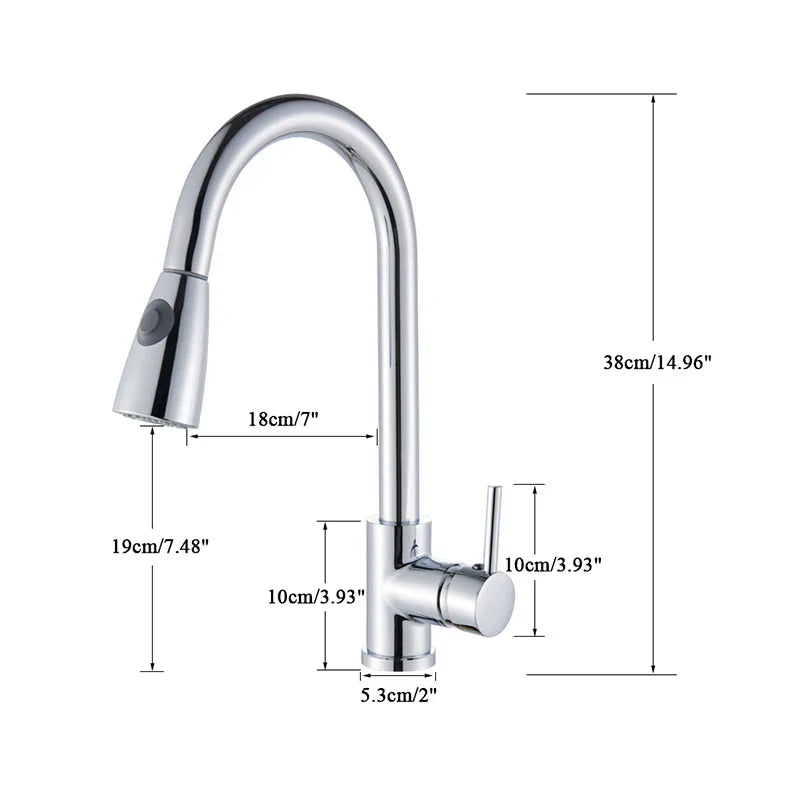 Afralia™ Stainless Steel Chrome Kitchen Faucet with Pull-Out Nozzle