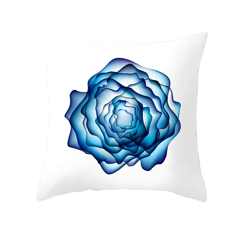 Afralia™ Blue Ink Gold Edge Geometric Cushion Cover - Polyester Throw Pillow Case