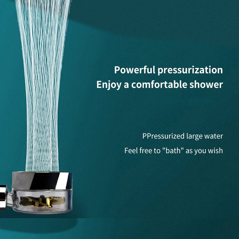 Afralia™ Propeller Shower Head with Stop Button and Fan for High Pressure Handheld Shower